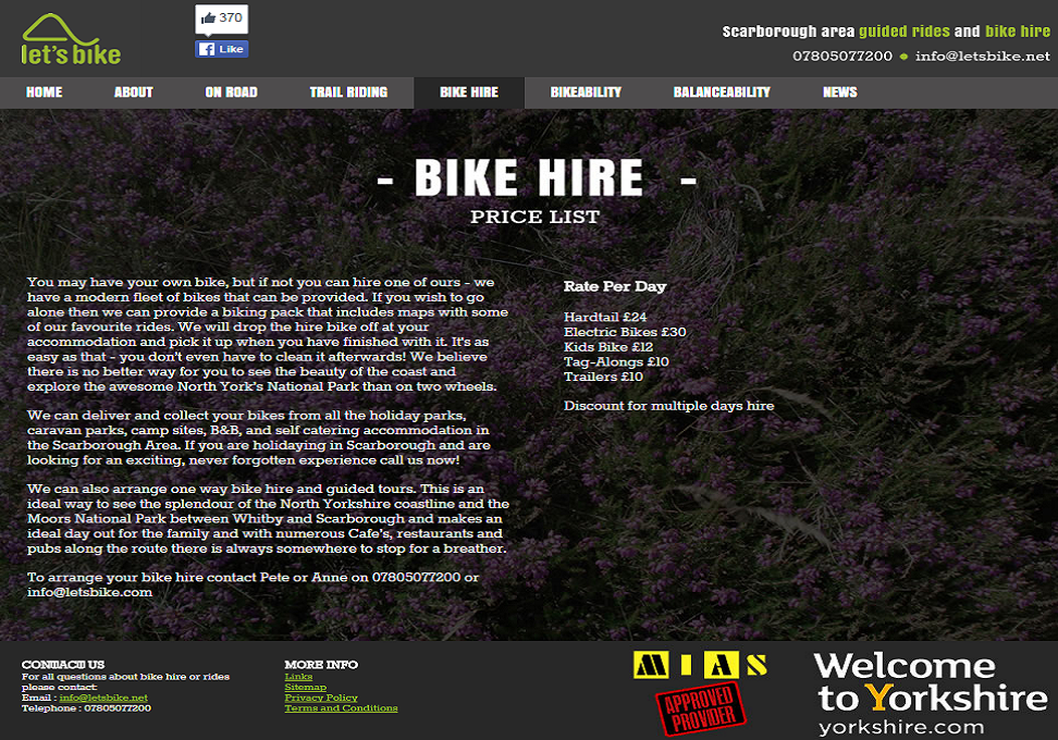 Letsbike Hire Webpage