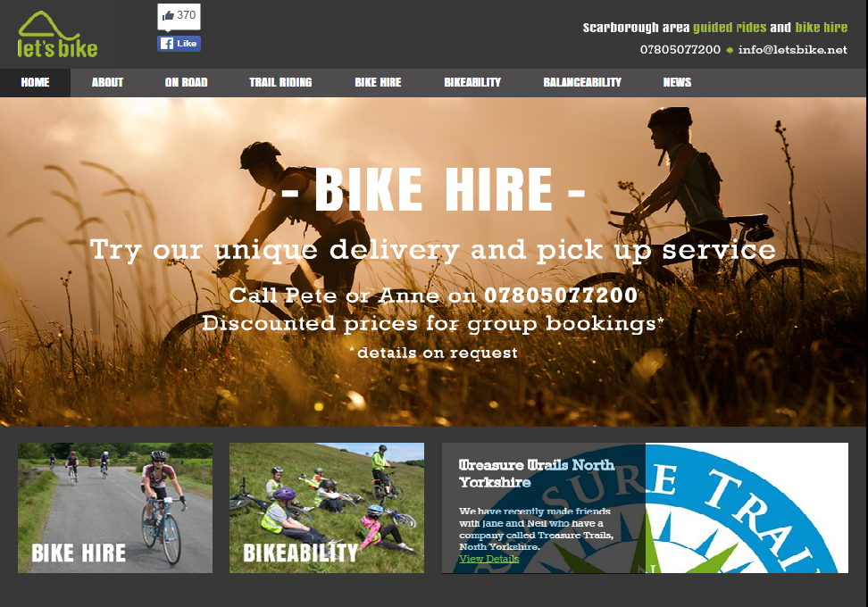Letsbike Wesbite Homepage